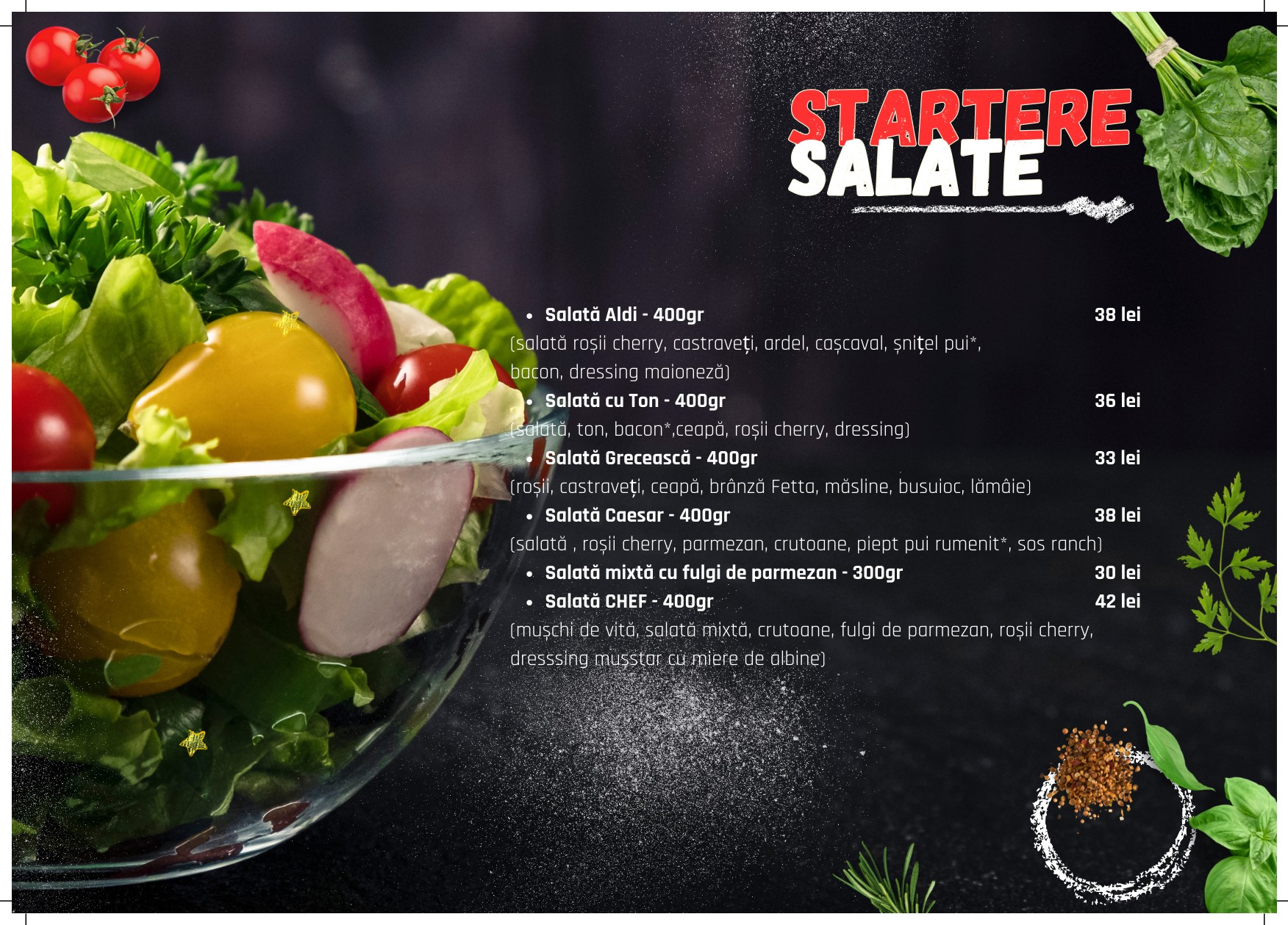 meniu restaurant ALDI gura Humorului