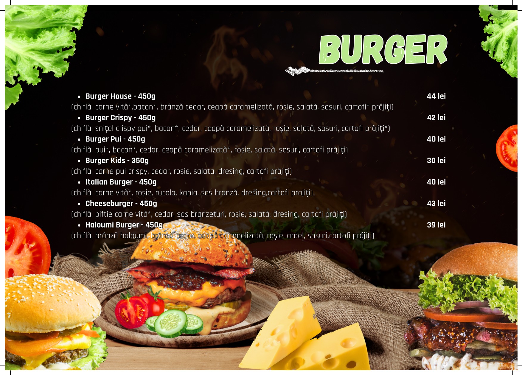meniu restaurant ALDI gura Humorului