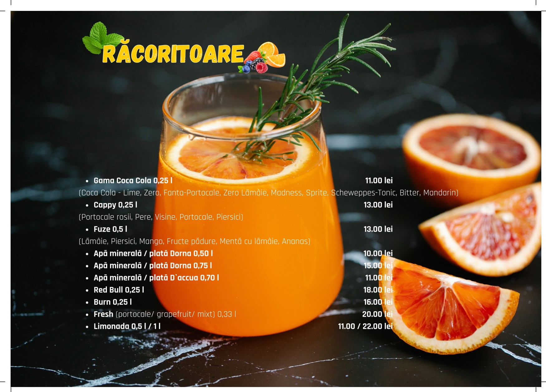 meniu restaurant ALDI gura Humorului